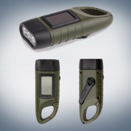 Solar hand-cranked flashlight